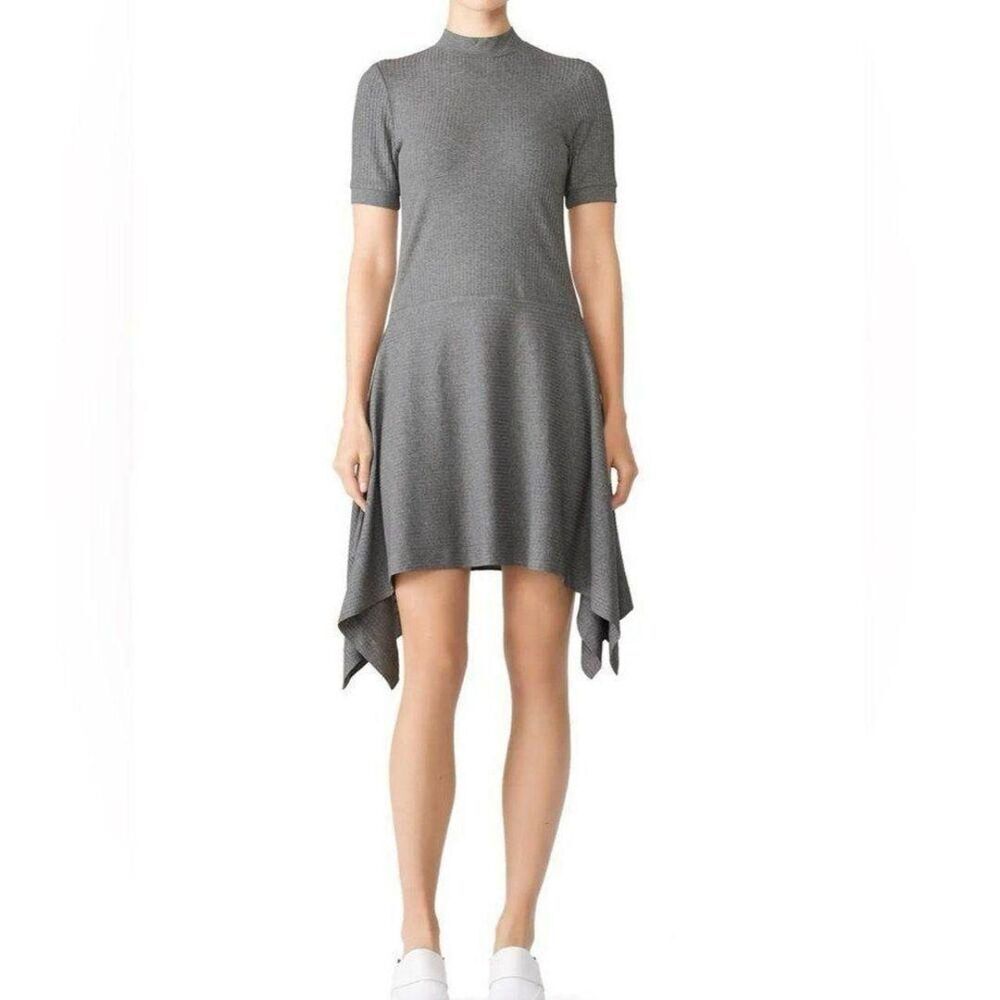 Anthropologie Grey Ribbed Sweater Dress Old Money Minimalist Spring Chic